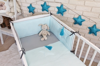 Baby Nellys 3 dílná sada Mantinel s povlečením vafelek - tyrkys, 135 x 100 cm; 135x100