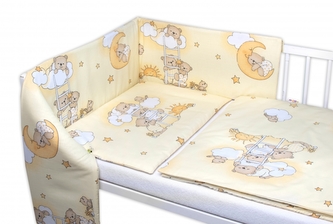 Mantinel s povlečením Premium, 3D sada, Medvídek na žebříku, žlutý, 135x100cm; 135x100