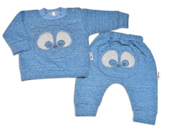 Tepláková souprava Baby Nellys - Medvídek - modrý melír,  vel. 80; 80 (9-12m)