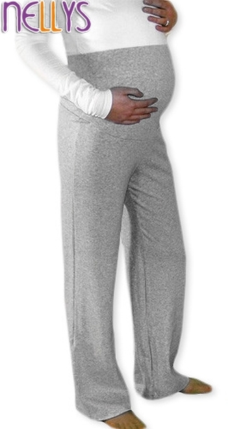 Be MaaMaa Těhotenské tepláky - šedý melír;  S (36)