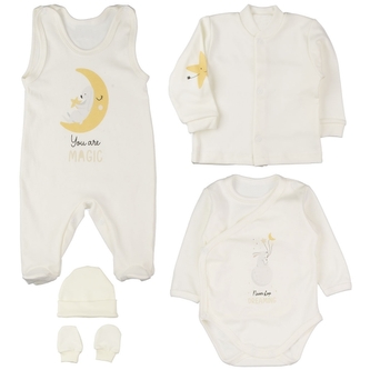 MBaby 5D Soupravička do porodnice - Magic Bunny, ecru, vel. 62; 62 (2-3m)