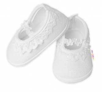 Kojenecké capáčky/botičky s krajkou Vintage, Baby Nellys, bílé, vel. 68/74, 12,5cm