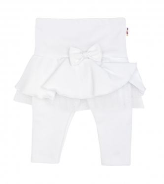 BABY NELLYS Dívčí legíny Mašlička s volánkem - bílé, vel. 80