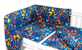 Baby Nellys 3-dílná sada Mantinel s povlečením - Motýlí louka, granát, 135x100; 135x100