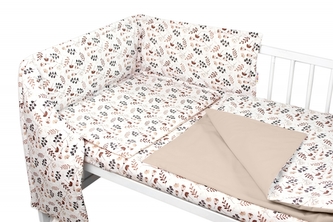 Mantinel s povlečením, 3dílná sada Louka, Baby Nellys, béžová/hnědá; 120x90