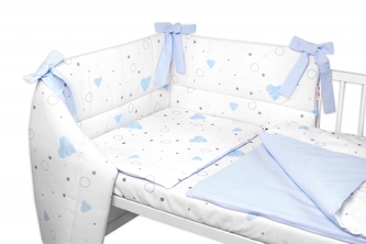 Mantinel s povlečením 3D bavlněná sada, I love Boy, 135x100 cm Baby Nellys, modrý/bílý; 135x100