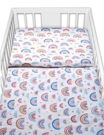 Bavlněné povlečení do postýlky, Duha, pastelová/bílá, 135x100 cm, Baby Nellys