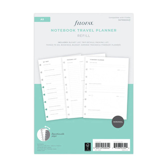 Filofax, Notebook, náplň A5, plánování cestování
