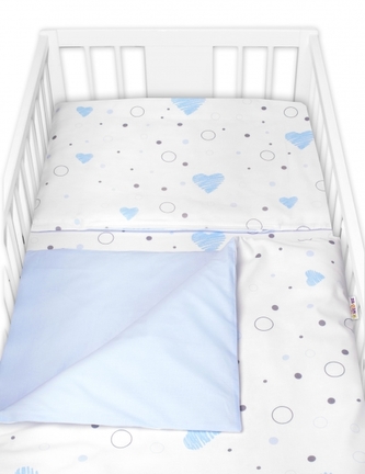 Povlečení do postýlky, bavlna 2D sada Baby Nellys, I love Boy, modrá/bílá, 135x100 cm; 135x100