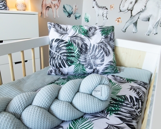 Baby Nellys Mantinel pletený cop Vafel, Listy, 320 x 16 cm