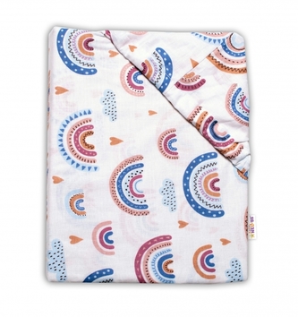 Bavlněné prostěradlo 70 x 140 cm - Duha, pastelová/bílá; 140x70