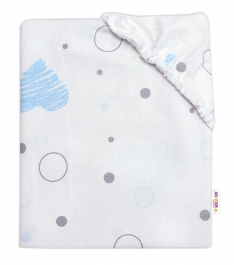 Dětské prostěradlo do postýlky bavlna, I love Boy Baby Nellys, modrá/bílá; 120x60