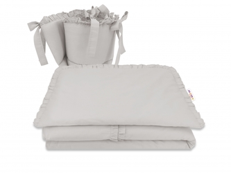 BABY NELLYS 3-dílná sada Mantinel s povlečením, Royal - šedá, 135 x 100 cm; 135x100