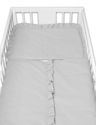 2-dílné bavlněné povlečení s volánkem SOFT, Baby Nellys, šedé, 135x100 cm; 135x100