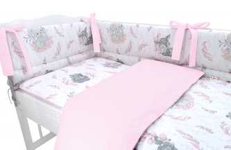 BABY NELLYS 3-dílná sada Mantinel s povlečením, LULU, růžová; 120x90