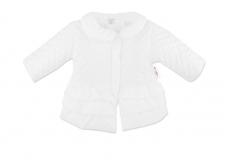 Baby Nellys Kojenecká přechodová bundička  s volánky, bílá, vel. 68; 68 (3-6m)