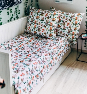 Baby Nellys 2-dílné bavlněné povlečení - Baby Friends, bílá/béžová, 140x200/70x90cm; 140x200/70x90cm