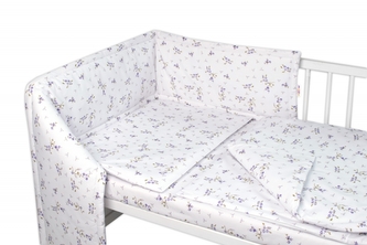 Mantinel s povlečením, 3dílná sada Levandule, Baby Nellys, bílá/fialová; 120x90