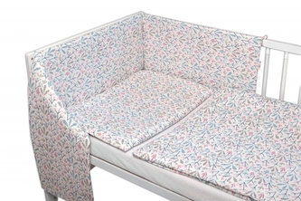 3-dílná sada, mantinel s povlečením Kalina - bílá, 120x90 cm; 120x90