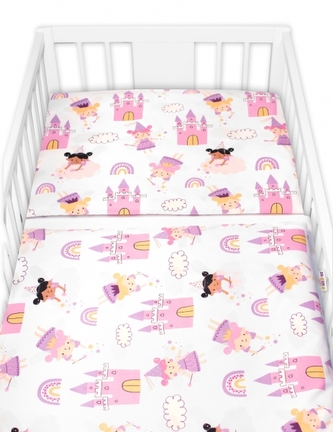 Povlečení do postýlky, 2D sada bavlna - Princezny, Baby Nellys, růžové, 135x100 cm