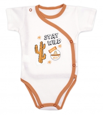 Zavinovací kojenecké body kr. rukáv Mexiko, bavlna Mrofi, ecru; 56 (1-2m)