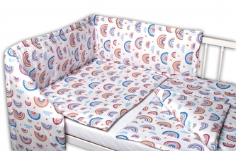 Mantinel s povlečením 3D - Duha, pastelová/bílá, 120x90cm; 120x90
