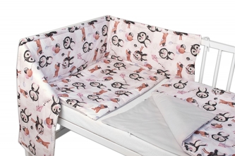 Baby Nellys 3-dílná sada Mantinel s povlečením - Tučňáci, bílá/šedá, 135x100 cm ; 135x100