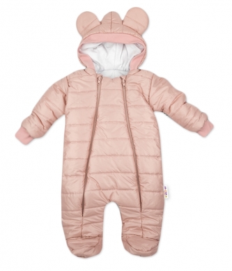 Zimní prošívaná kombinéza Lux s kapucí Ouško Baby Nellys, pudrová, vel. 62; 62 (2-3m)