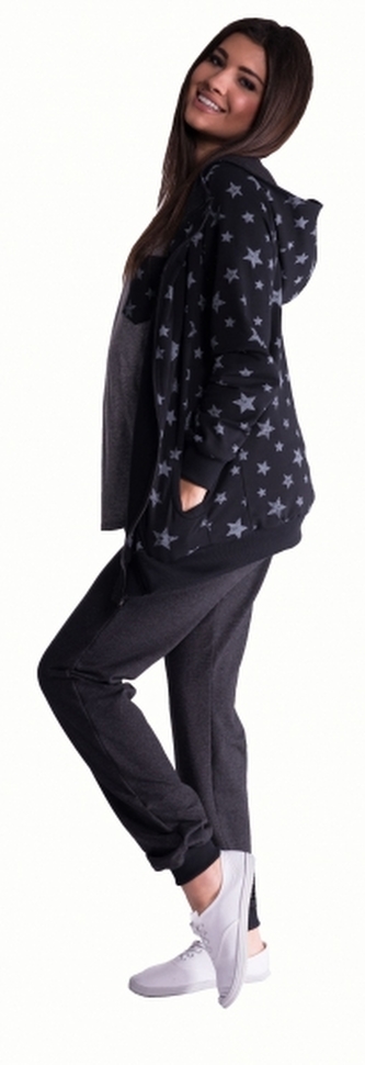 Be MaaMaa Těhotenská souprava 3 dílná s potiskem - grafit. vel. M; M (38)