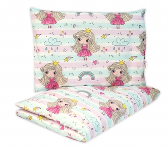 Dětské povlečení, bavlna 2D 140x200/70x80 - Duhová Víla, Baby Nellys, růžové; 140x200/70x80cm