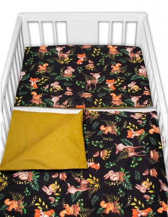 Baby Nellys 2-dílné bavlněné povlečení - Baby Friends, černá/zelená, 135x100 cm; 135x100