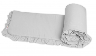 Bavlněný mantinel do postýlky s volánkem SOFT, 180 cm, Baby Nellys - šedý