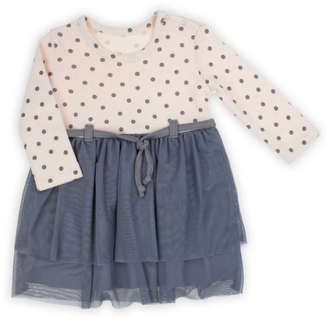 Bavlněné šatičky Puntík s týlem, Nicol, meruňková/šedá ,vel. 74; 74 (6-9m)