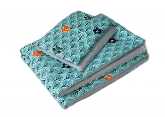 Baby Nellys 2-dílné povlečení Lesík, bavlněné - tyrkys, šedá; 120x90