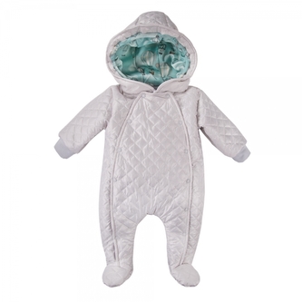 EEVI Dětská přechodová, prošívaná kombinéza s kapucí - šedá ; 56 (1-2m)