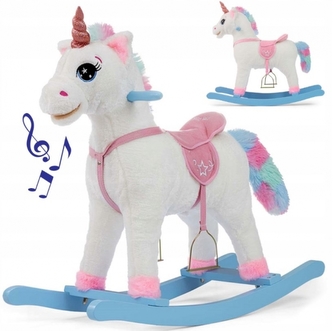 Bujany jednorożec z dźwiękiem - biało-różowy