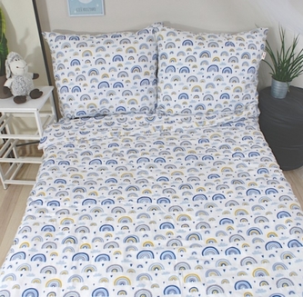 2-dílné bavlněné povlečení - Duha, modrá, Baby Nellys; 140x200/70x80cm