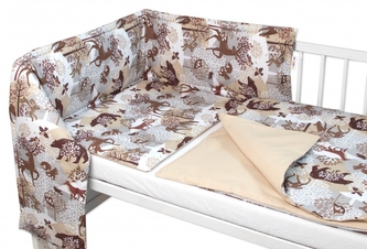 Mantinel s povlečením, 3dílná sada Wild animals, hnědé, 120x90cm; 120x90