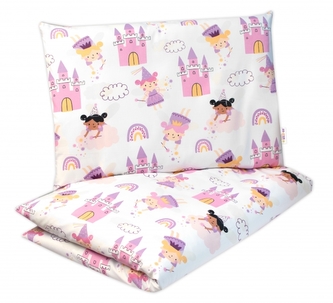 Dětské povlečení, bavlna 2D 140x200/70x90 - Princezny, Baby Nellys, růžové; 140x200/70x90cm