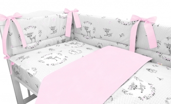 BABY NELLYS 3-dílná sada Mantinel s povlečením, Koloušek, růžová