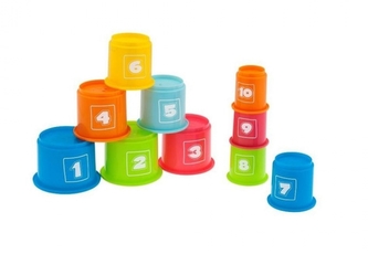 Stohovací kelímky 2 v1 Zvířátka s čísly, Chicco 10 ks, vícebarvevné