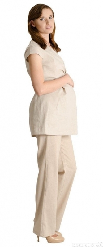 Be MaaMaa Lněná tunika, halenka - letní - béžová; M (38)