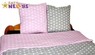 Baby Nellys Bavlněné povlečení 140x200 - Bubble Retro šedorůžové; 140x200/70x80cm
