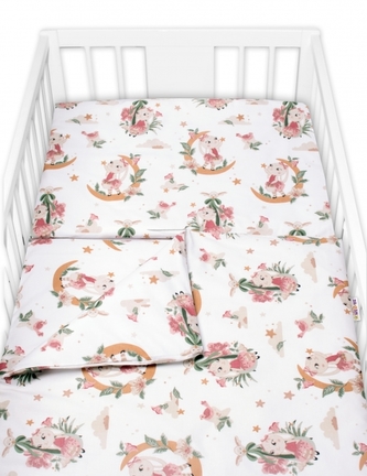 Povlečení do postýlky, bavlna, 2D sada, Baby Nellys, Bunny Star, bílá, 135x100cm; 135x100