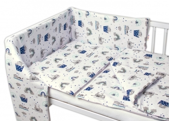 3-dílná sada, mantinel s povlečením Kočičky - granátová/bílá, 120x90 cm; 120x90