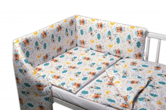 3-dílná sada, mantinel s povlečením Sny medvídků - hnědá, bílá, 135x100 cm; 135x100