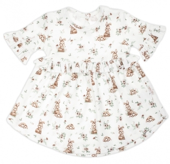 Šatičky krátký rukáv s volánky, Nicol, Bunny - krémové, vel. 86; 86 (12-18m)