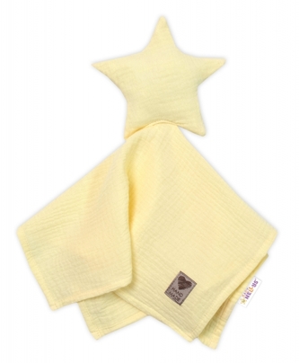 Baby Nellys Mušelínový mazlíček, přítulníček Hvězdička, žlutý
