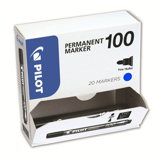 Pilot, Box 20 ks Popisovač 100, 1.0, (F) tenký, modrá