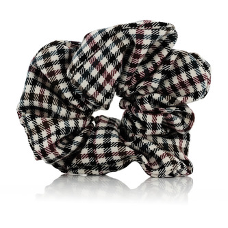MURU saténová scrunchie gumička - kostkovaný vzor
